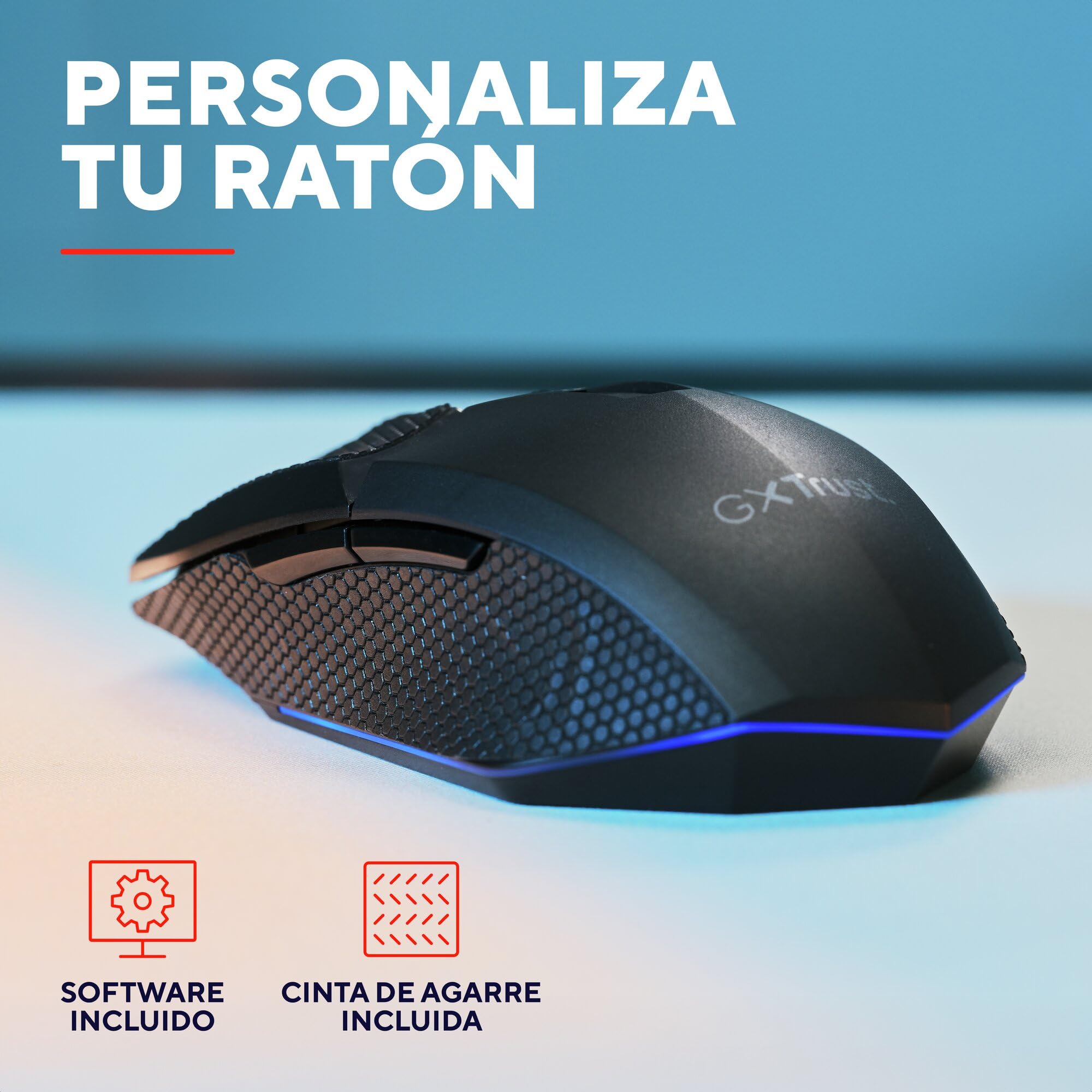 GXTrust 122 Felox+ Ratón Inalámbrico Gaming Bluetooth + 2.4GHz, Batería de 40h, 12K dpi, Iluminación LED Multicolor, 6 Botones, Ratón Gaming para Portátil, PC, Windows con USB-A Receptor, Negro — view 5