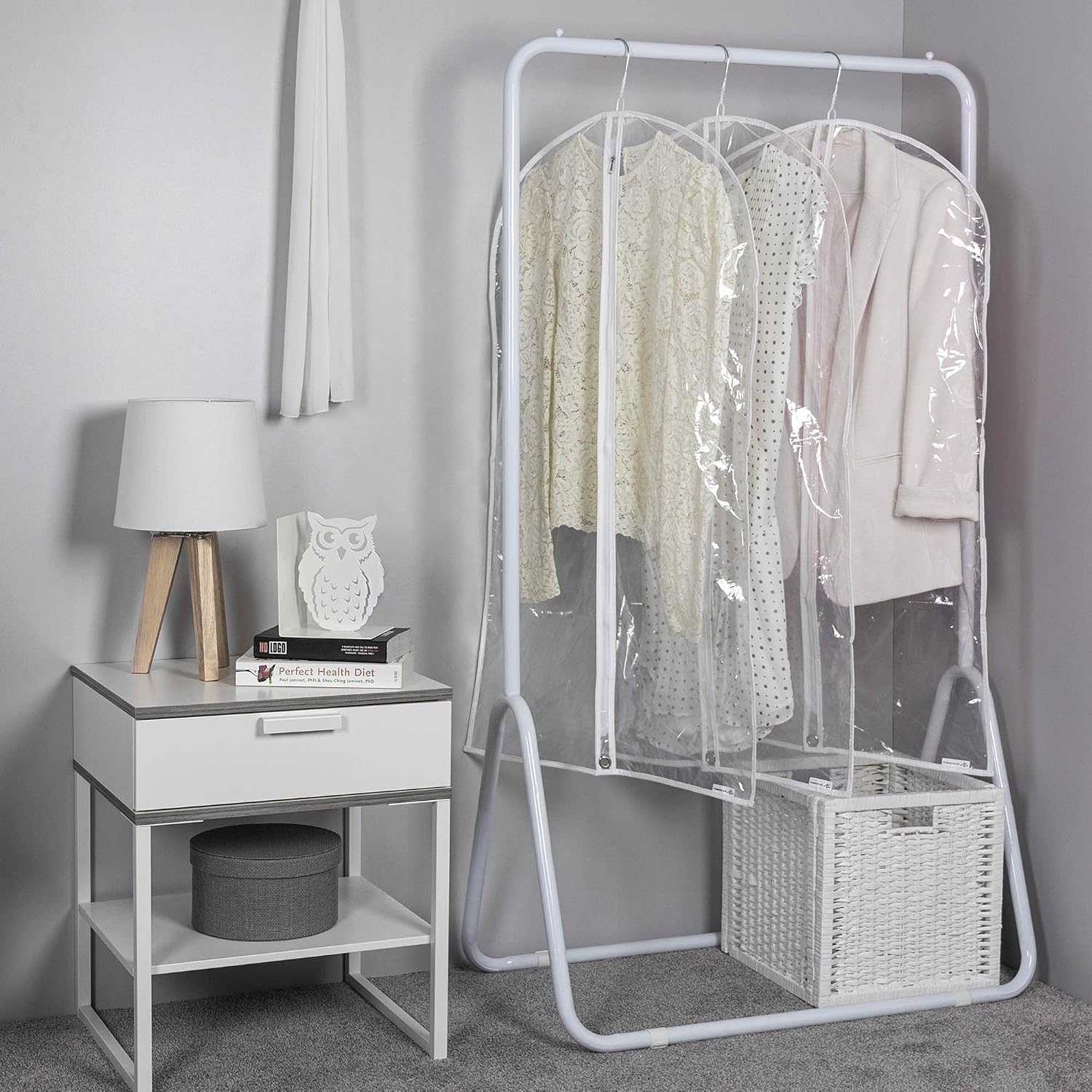 HANGERWORLD Clear 40inch Showerproof White Trim Suit Coat Garment Clothes Carry Cover Protector Bags (6)