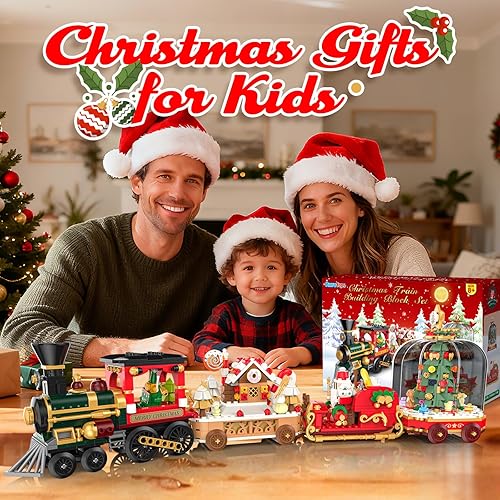 Miniatura 7 de Juegos de bloques de construcción de tren navideño, vacaciones para niños y niñas