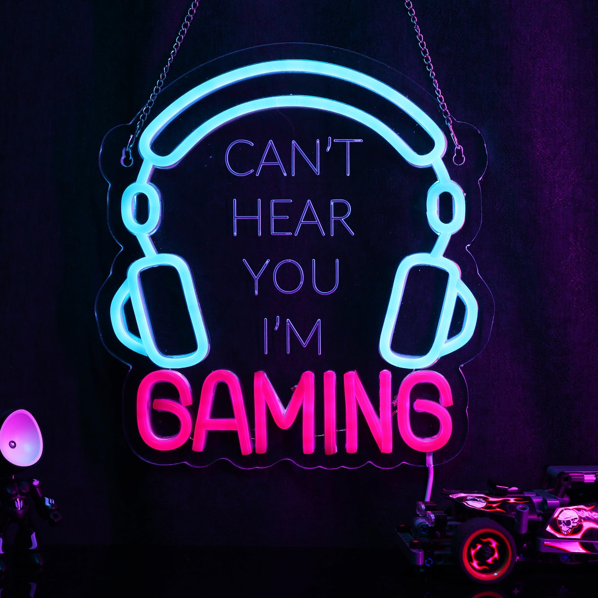YuanDian Cuffie da gioco con segno neon, non ti sentono, io sono gioco LED neon luci per sala giochi, decorazione da parete per ragazzi e adolescenti