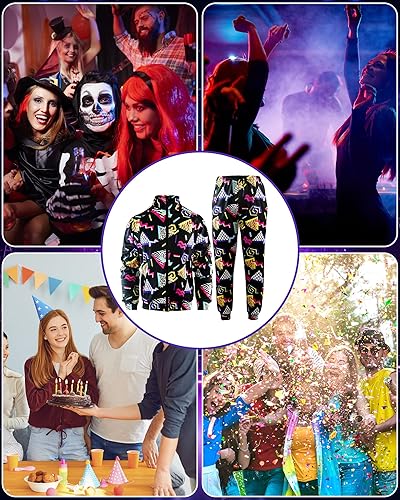 Miniatura 7 de Traje de los años 80 y 90 para hombres, fiesta de Halloween, rapero, hip hop, disfraces para hombres y mujeres, trajes de pista retro rompevientos