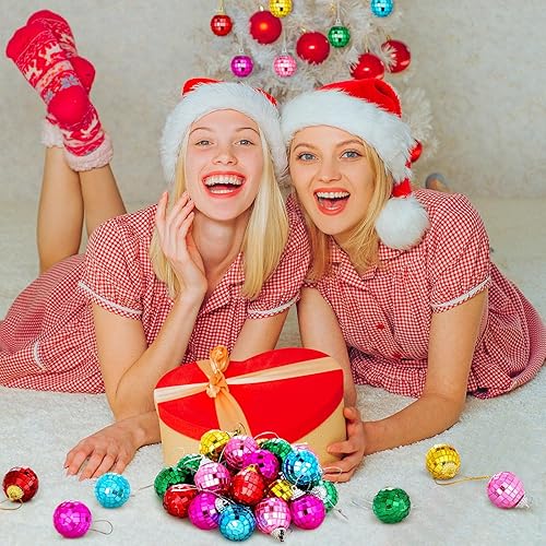 Miniatura 4 de BBTO 24 piezas de mini bola de discoteca con cuerda decoración de pipa para colgar reflectante, espejo de automóvil, accesorios de escenario para