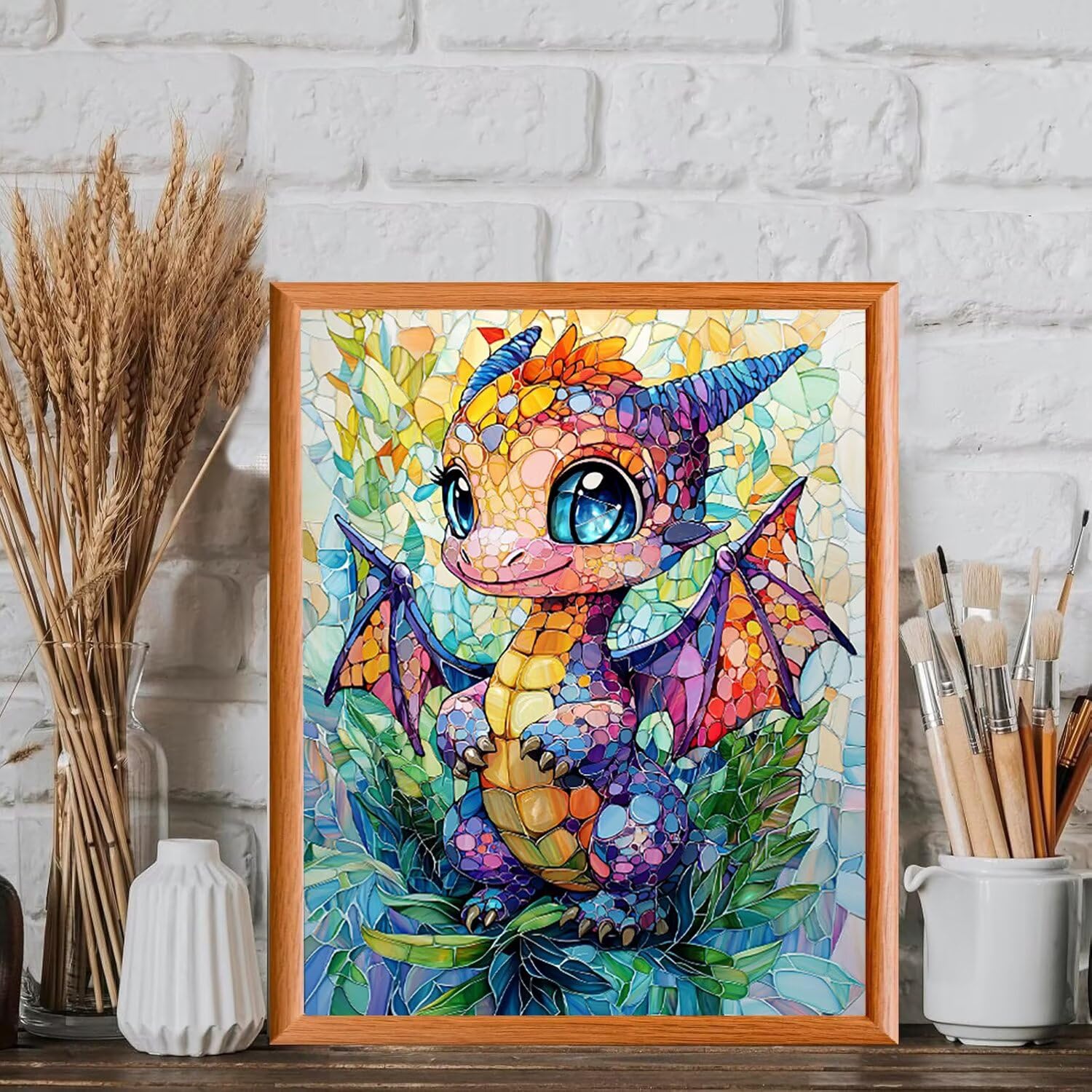 WEISHIWE Pintar por Numeros Adultos, Dinosaurio, 70x90cm q-561 | Pintura por Numeros Kit, Easy Paint by Numbers Adult, con 3 Pinceles y Pigmento Acrílico, Decoración para Hogar, Sin Marco