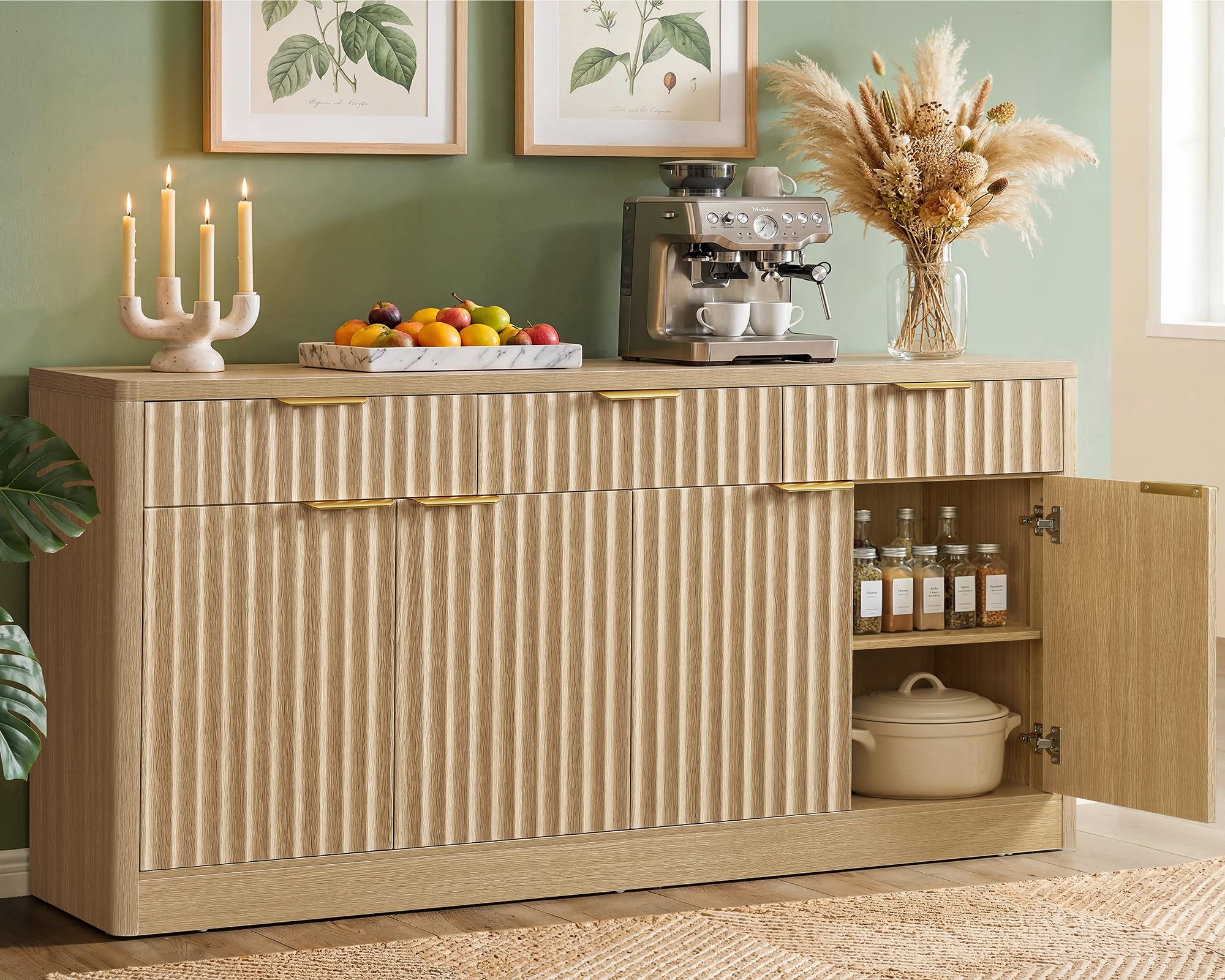 usikey 55" Natural Oak Buffet