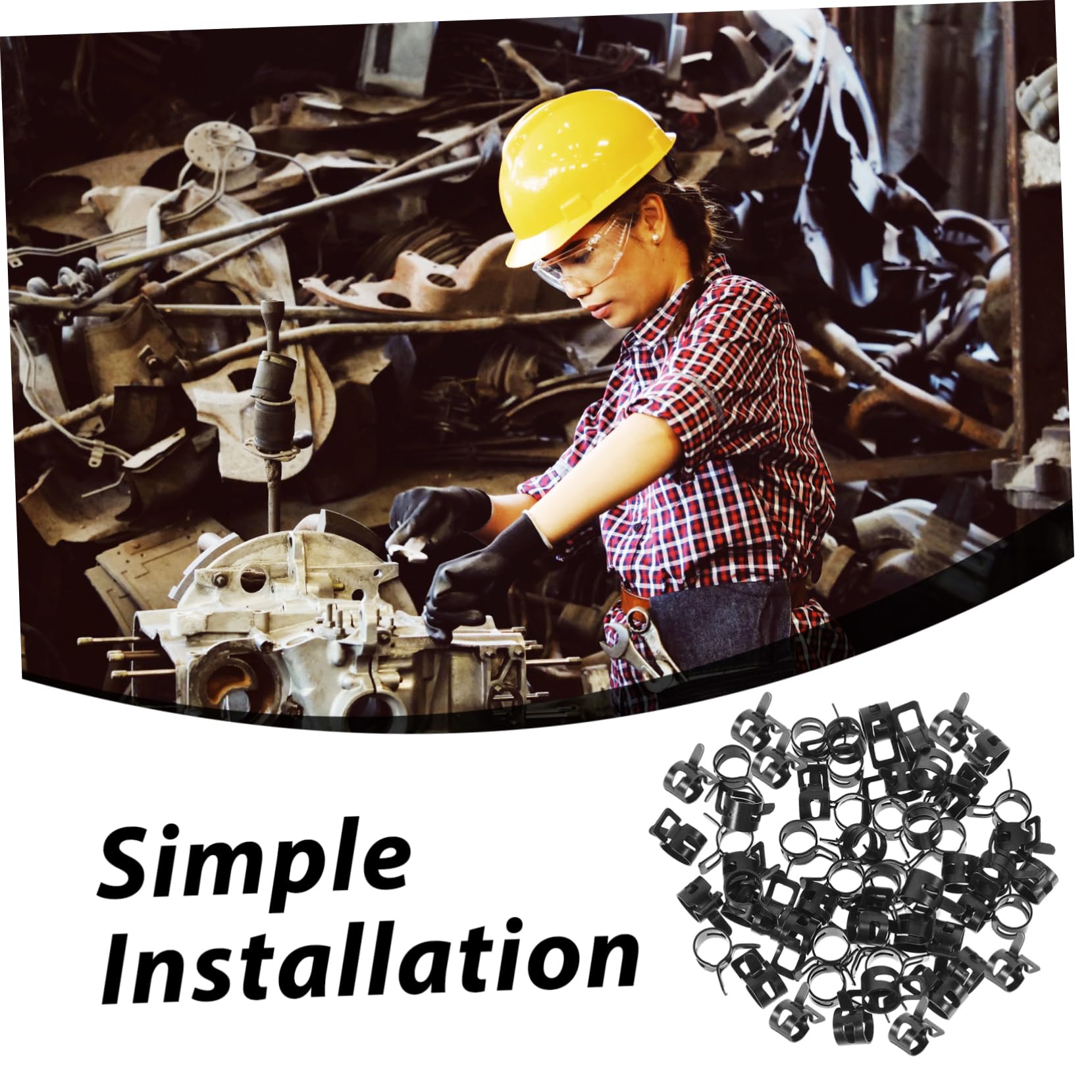 HOLIDYOYO 50pcs Spring Hose Clamps Line Hose Clips for Tube Clamp 65mn Steel High Tensile Strength Easy Installation