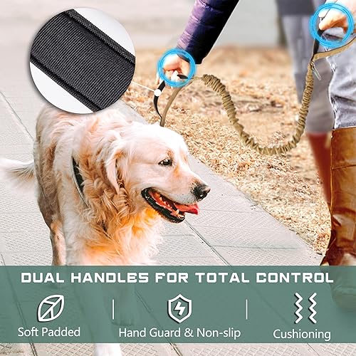 Miniatura 53 de BUMBIN Correa elástica para perro de 6 pies, correa elástica para perro con 2 asas, correas resistentes para perros medianos y pequeños, sin