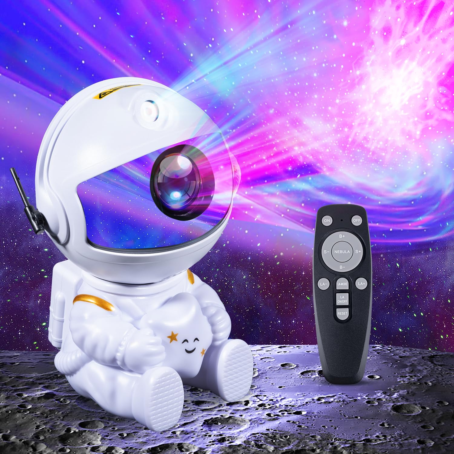 Carehabi Astronauta Proiettore Stelle Soffitto Telecomando, Galaxy Projector a Luminosità Regolabile con 26 Modalità di Notte Stellata, Proiettore Galassia Come Regalo per Bambini, Adulti