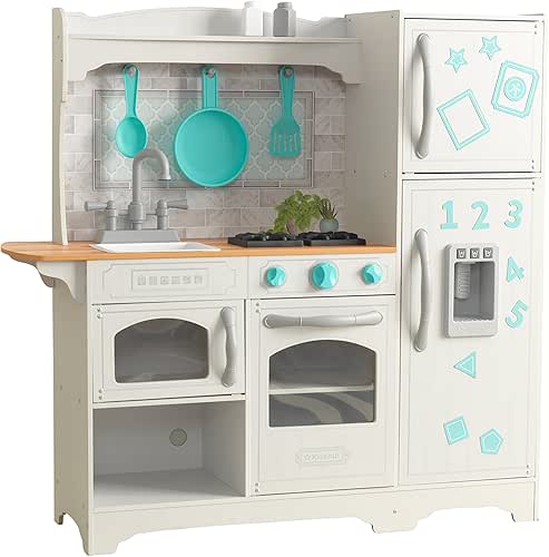 KidKraft Cuisine Enfant en Bois Countryside, Dinette Incluant Accessoires, Ustensiles,