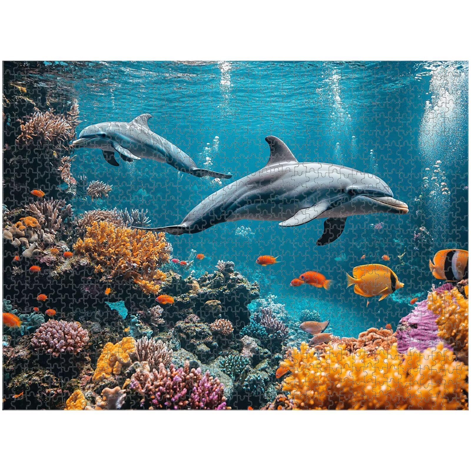 4000 Pezzi Puzzle Adulti - Delfino & Corallo - Decorazione Murale 1T#333 | Puzzle in Legno, Tagliati con Precisione, Inchiostro dai Colori Vivaci, Hobby Statico, Decorazione per Casa, 105x147cm
