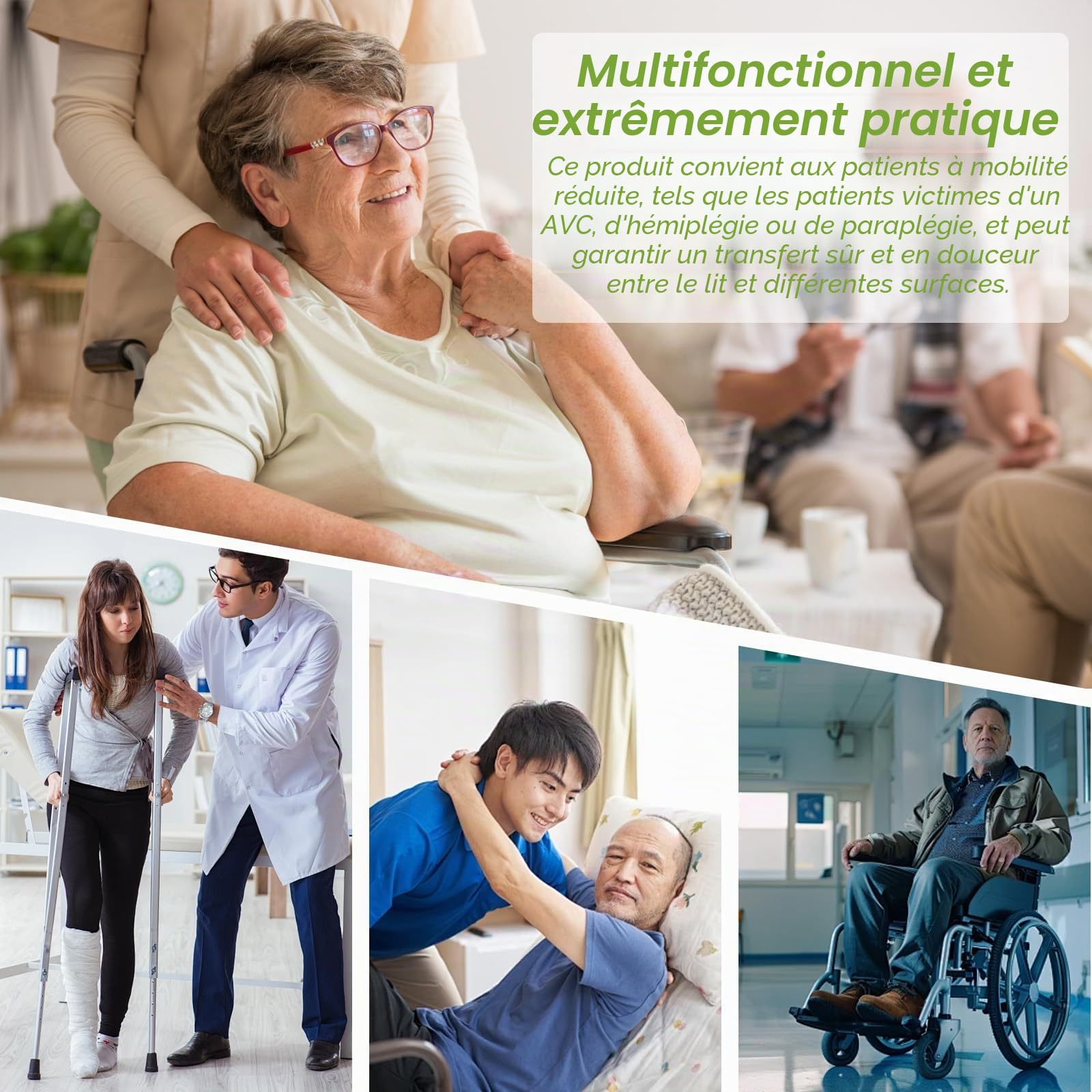 Dispositif d'aide au transfert à plateau tournant pour patients âgés et handicapés pesant jusqu'à 120 kg, disque de transfert pour aide à la mobilité à domicile (vert)