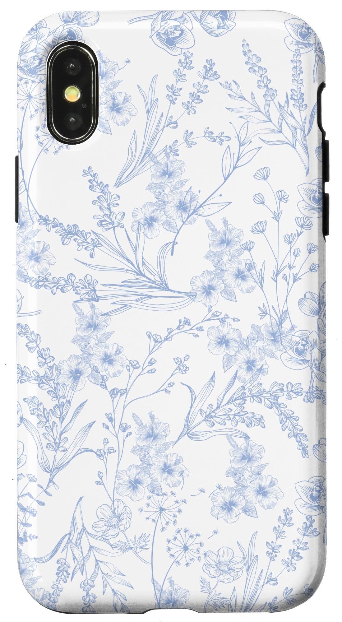 iPhone X/XS Cute Flowers Botanical Blue & White Toile French Pattern Case