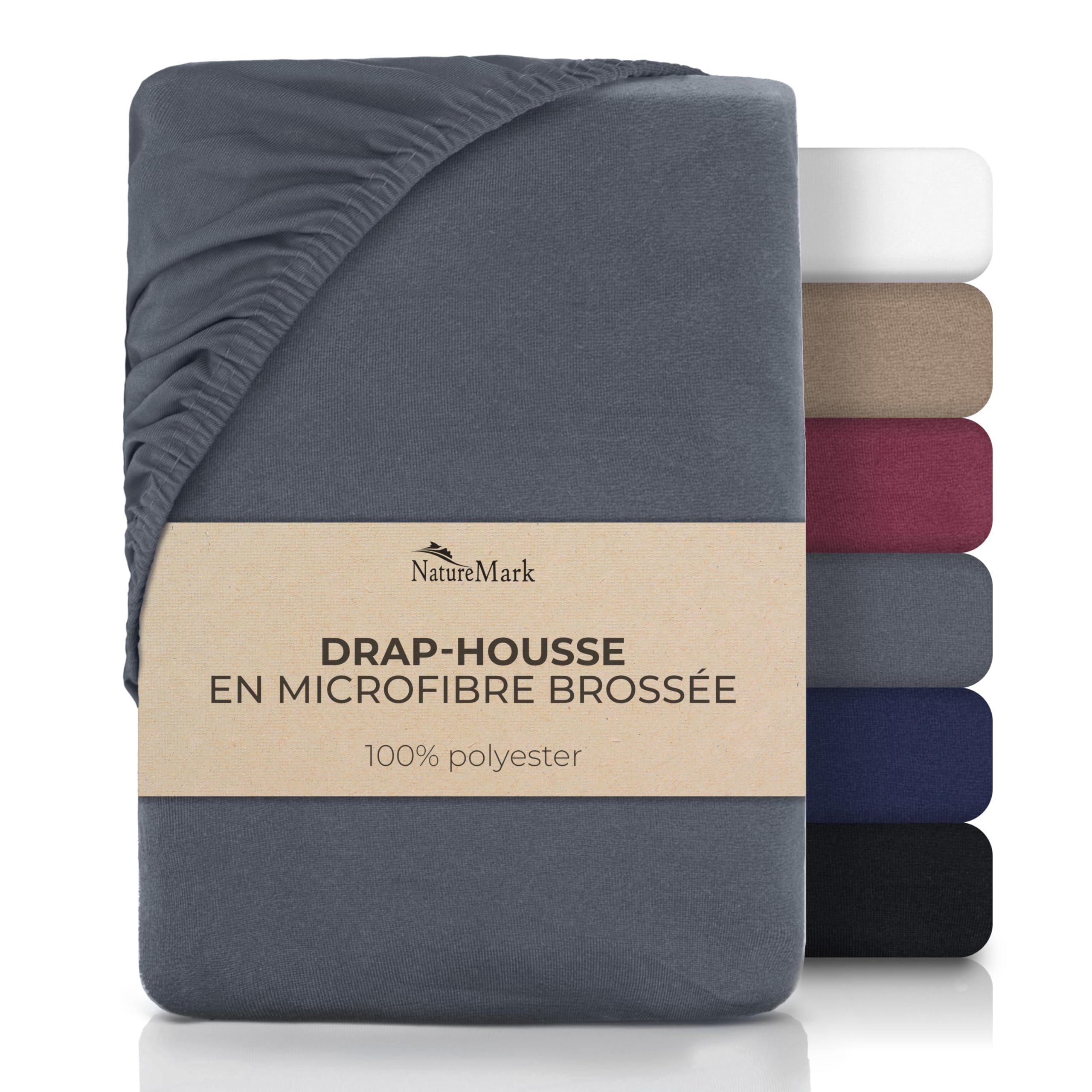 Drap-Housse en Microfibre Brossée 140x200 cm Gris Anthracite – Hypoallergénique