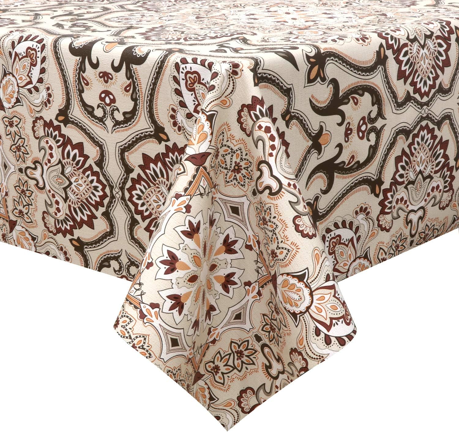 LEEVAN Heavy Weight Vinyl Square Table Cover Wipe Clean PVC Tablecloth Oil-Proof Waterproof Stain-Resistant-54 x 78 Inch (Red)