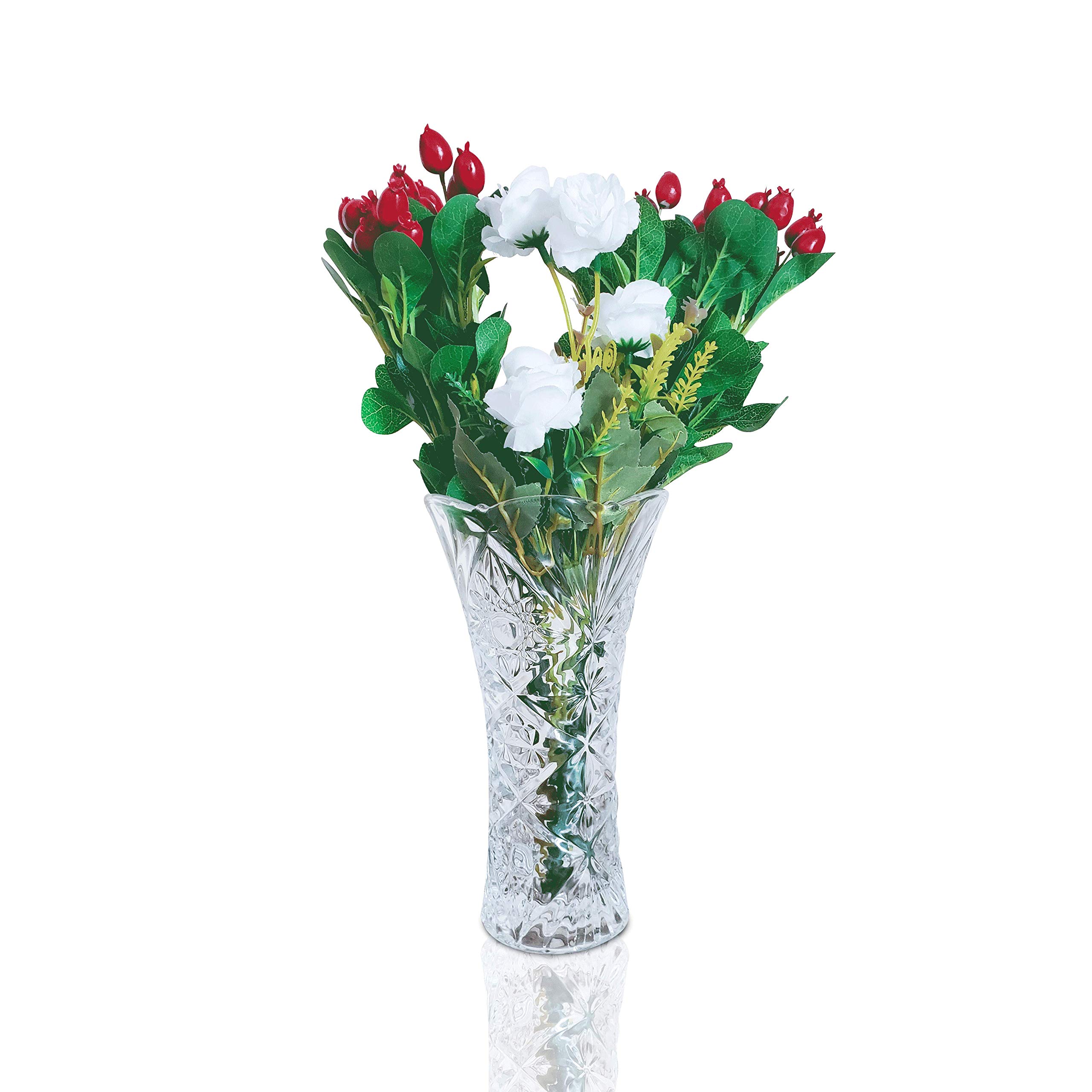 Pure Source India Crestal Clear Glass Flower Vase (Clear; 5 X 9 Inch)-image-40