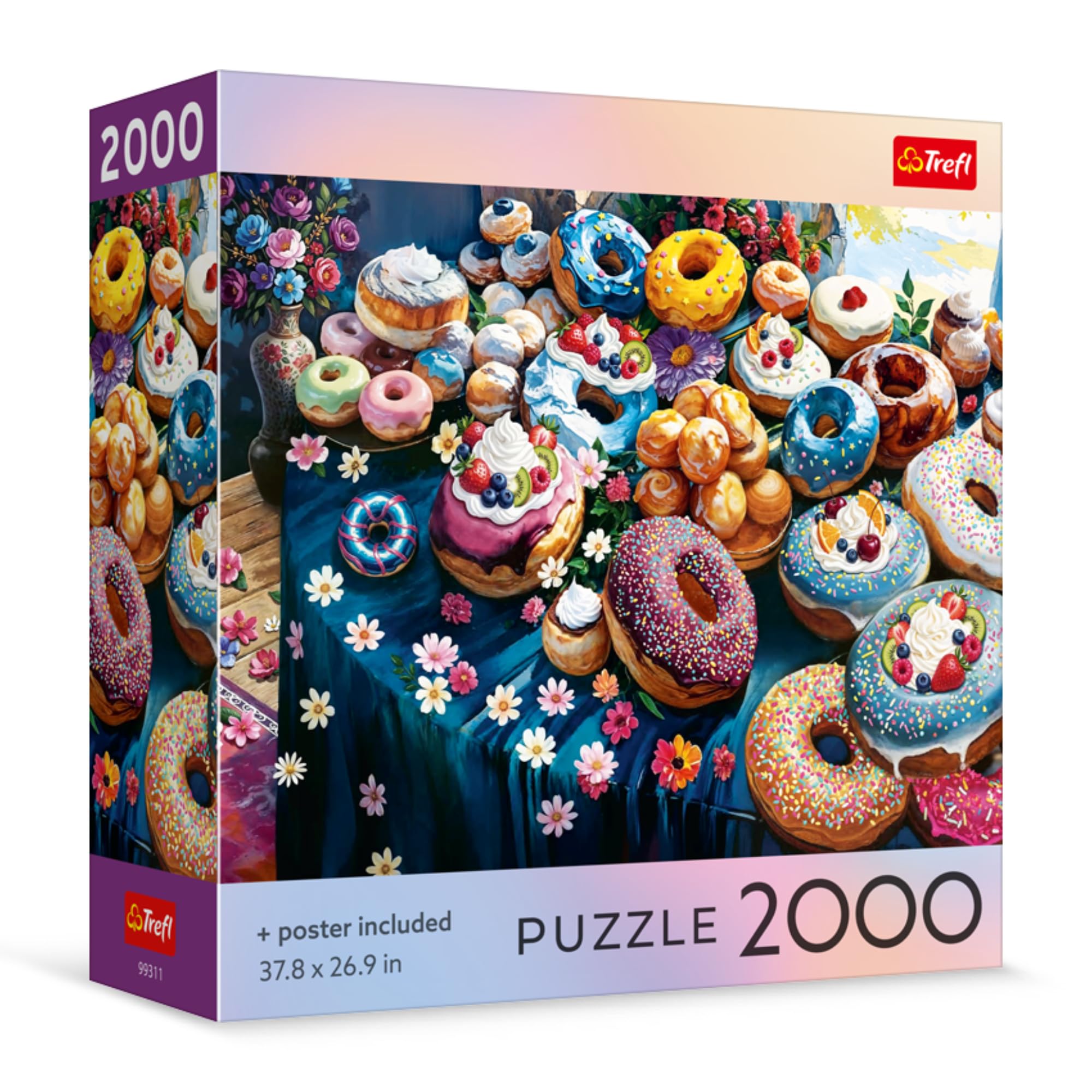 Colorful Donuts - 2000 Piece Puzzle 37.8"x26.9" | Square Box, DIY, Creative Entertainment…