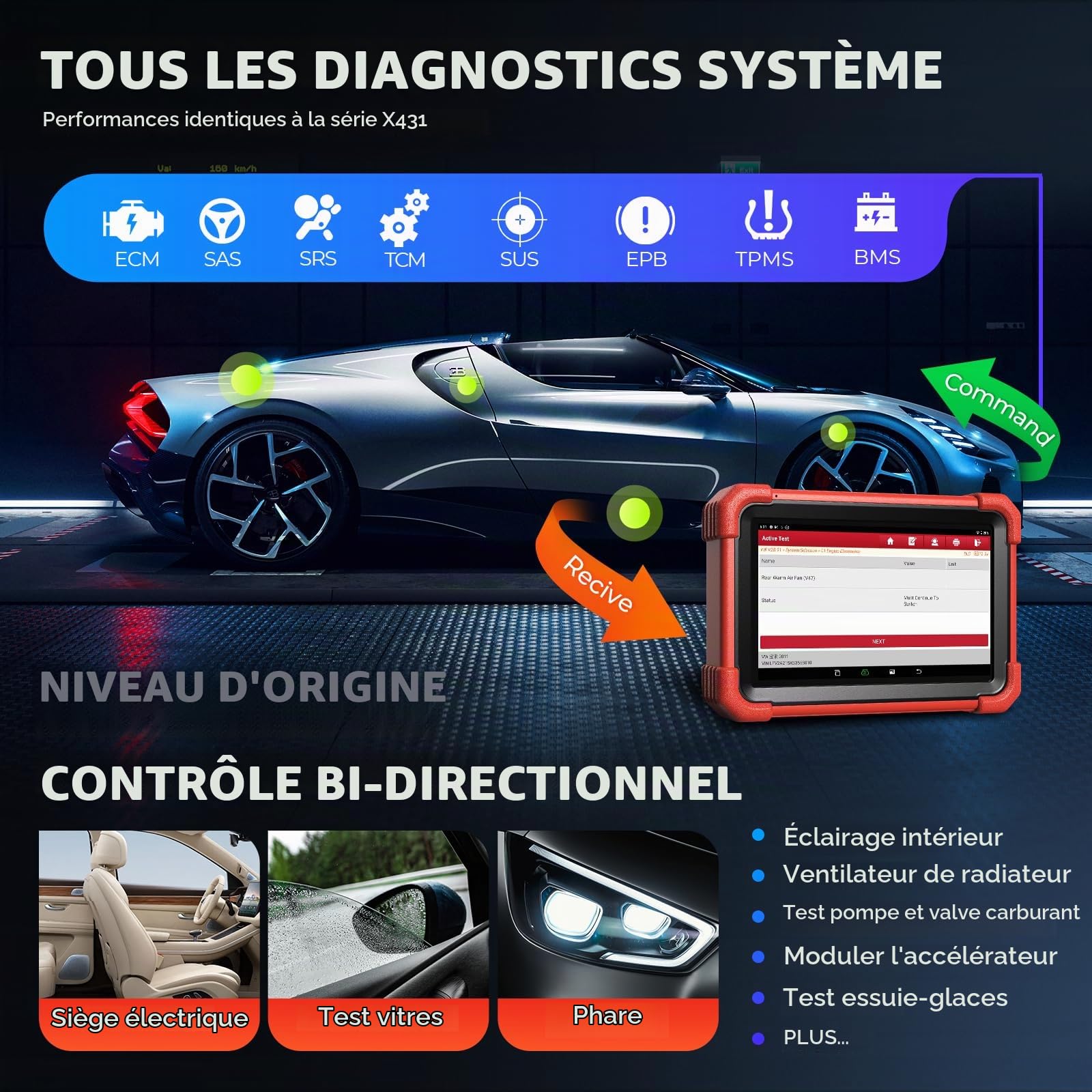 LAUNCH CRP919X BT Valise Diagnostic Auto Multimarque, OBD2 Bluetooth