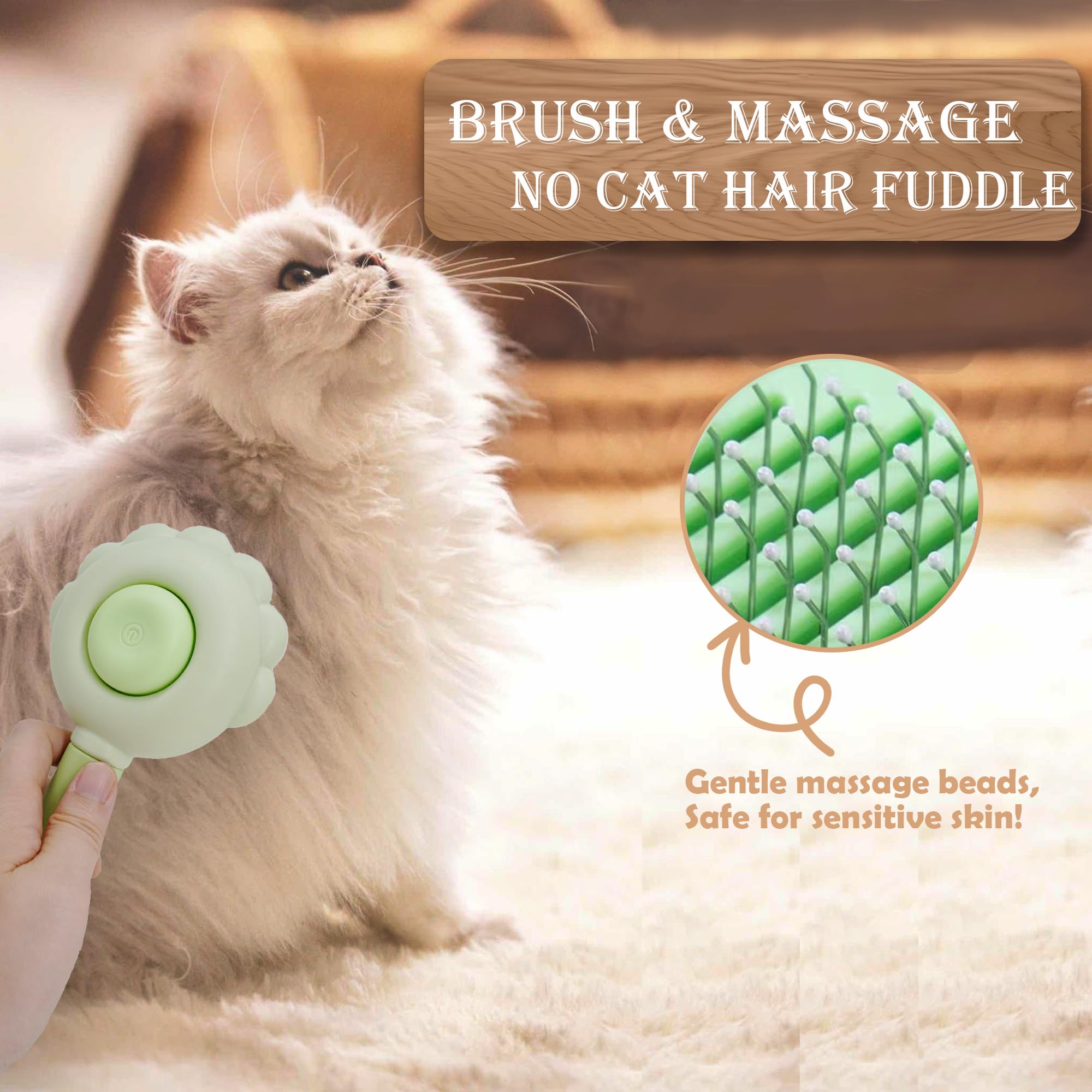 Kit de aseo para gatos de 3 piezas, cortaúñas con luz LED y lima de uñas, cepillo para desprendimiento, peine para gatos de pelo largo, suministros para mascotas y artículos esenciales, regalos para