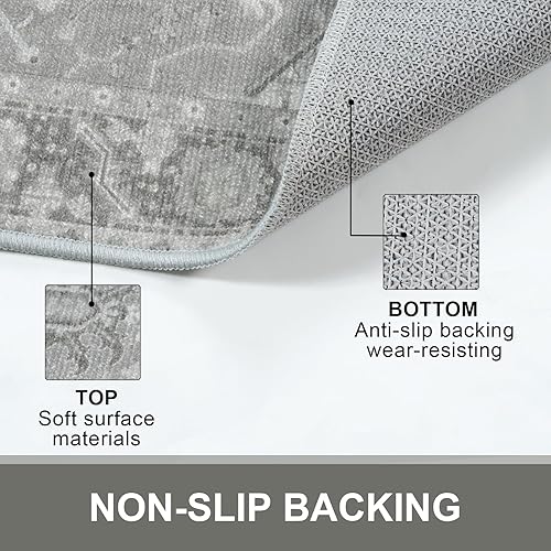 Miniatura 65 de Collive Tapete lavable para interiores, tapete retro antideslizante de 20 x 32 pulgadas, alfombra de entrada de absorción rápida, tapete de entrada