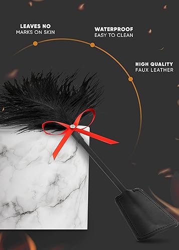 Miniatura 5 de Black Whip and Feather Tickler, Whip Feather, Tickle Feathers Paddle Rojo