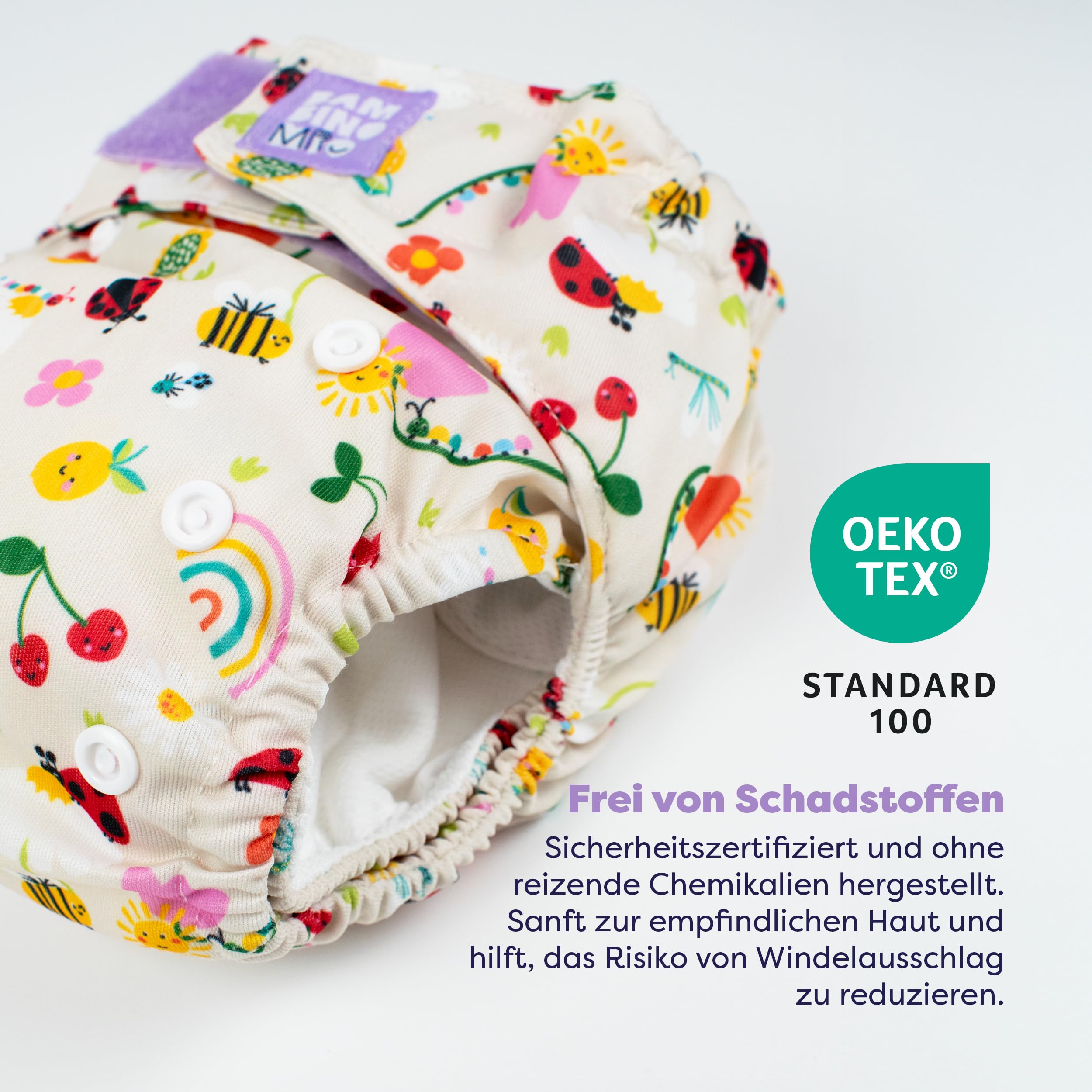 Bambino Mio 3er-Pack revolutionäre wiederverwendbare Windeln – (Gartenparty) Stoffwindeln von der Geburt bis zum Töpfchentraining | Chemikalienfreie, verstellbare, waschbare Windeln mit Bambus-Einlage