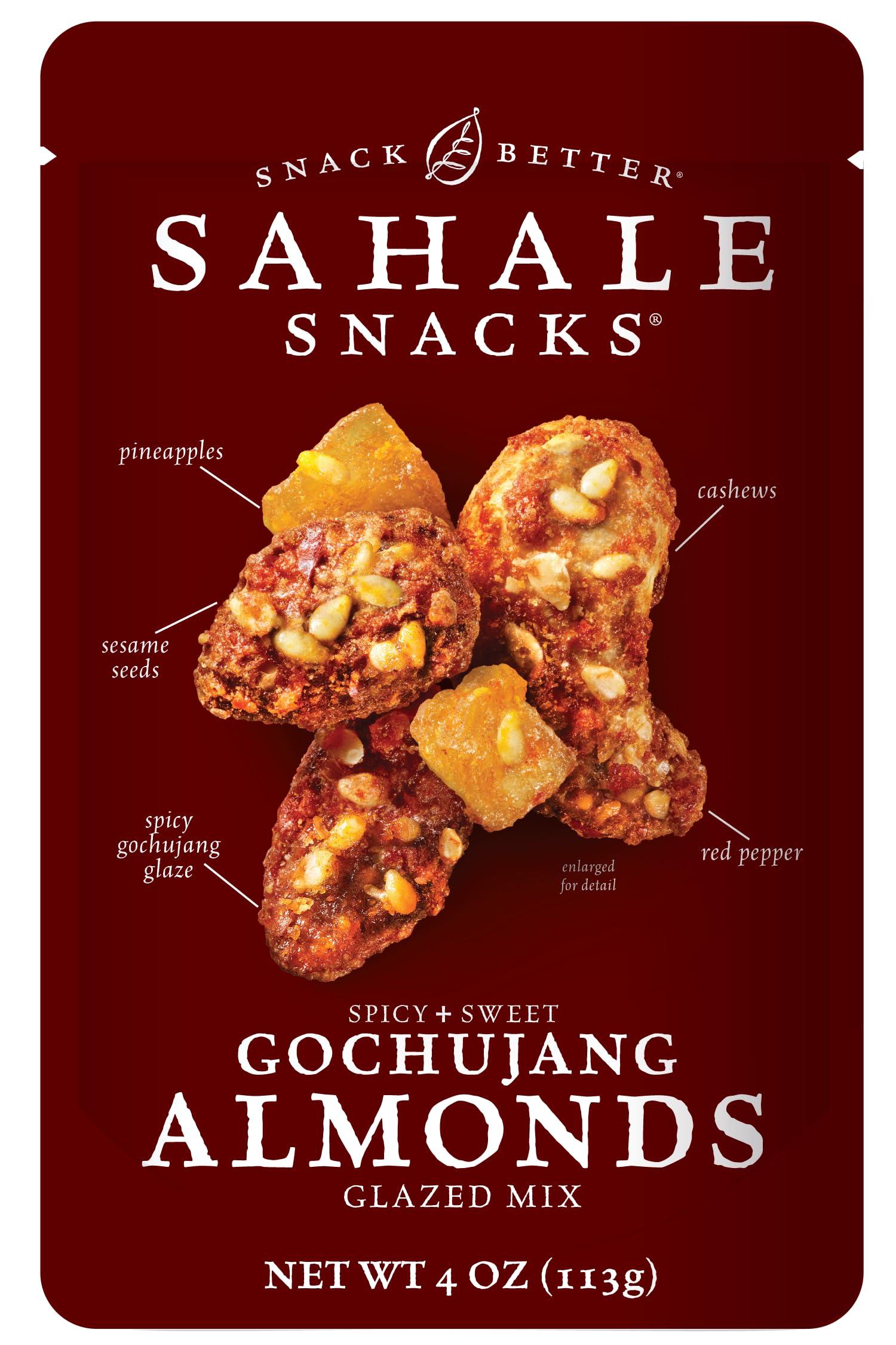 Sahale Snacks Gochujang Almonds Glazed Mix, Kosher, Gluten Free, 4 Ounce (Pack of 6)