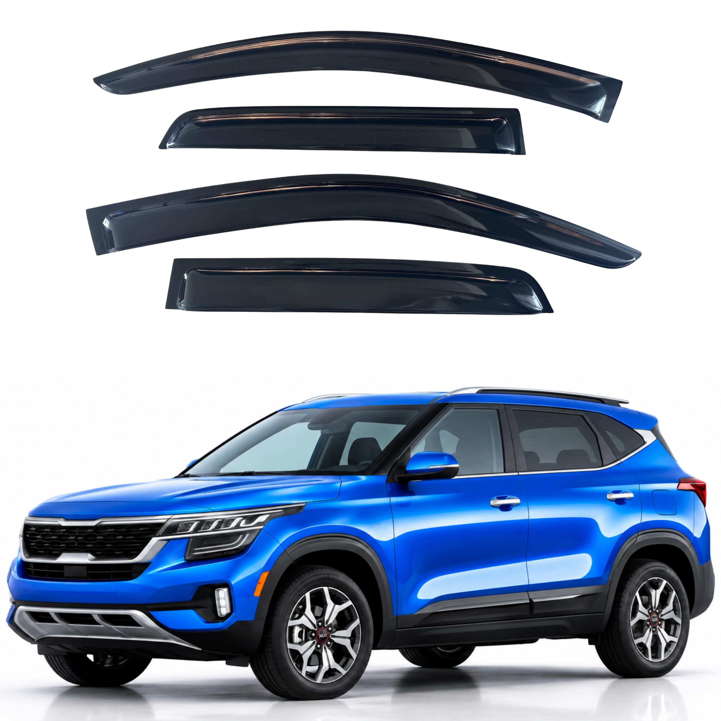 IG Window Visors Fit for 2021-2026 Kia Seltos, Out-Channel Rain Guards Vent Wind Deflectors 4PC, Car Accessories for 21-26 Seltos