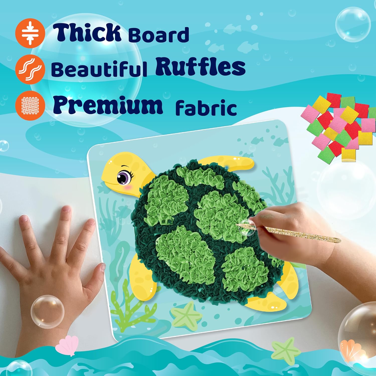 jackinthebox Poke Poke Art – Ocean Theme, Mess-Free Fabric Art and Craft, Flower Pressing Kits, Gift for Kids, Toys for Girls and Boys Ages 4 5 6 7 8 - Image 3