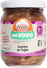 Da Vovó, Papinha Infantil, Linha + 8, Orgânica, Sabor Sopinha de Feijão, 100ml