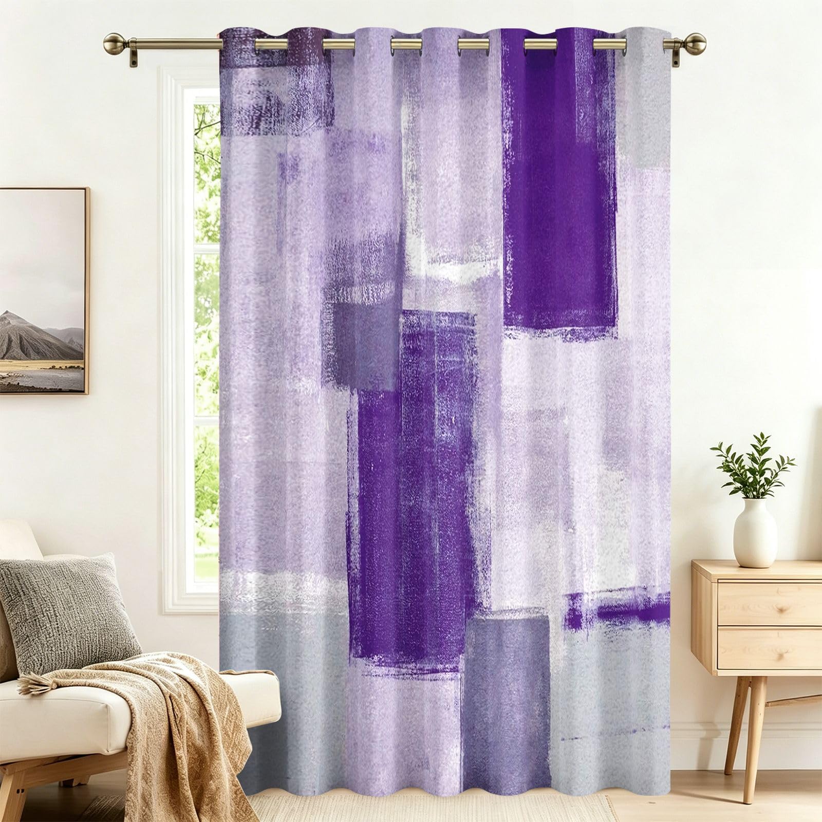 Fadaing Girls 9 Purple Oil Painting Square Curtains With Eyelets, 1 Piece, Room Divider Curtains, Blackout Curtains, 137 X 132 Cm, Blackout Thermal Curtains, Heat Insulating, Winter, Summer, Thermal Protection