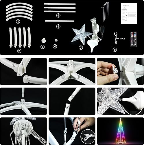 Miniatura 8 de Árbol de Navidad de cono inteligente de 6 pies, luces multicolor preiluminadas para árbol de Navidad al aire libre, sincronización de música,