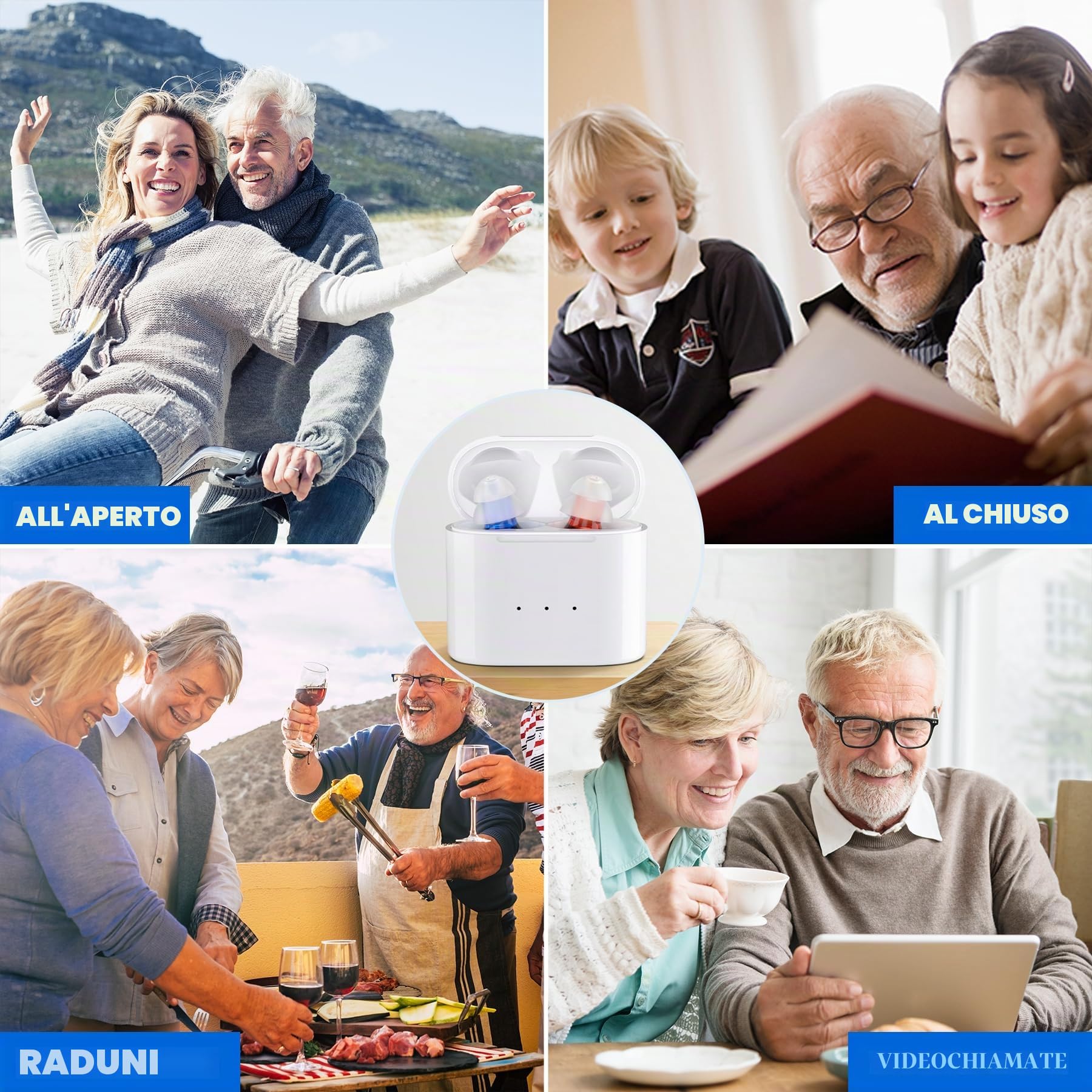 Digitale ricaricabile - Dispositivo personale Mini CIC per l'orecchio interno per adulti e anziani - Tecnologia completamente digitale con custodia di ricarica portatile USB