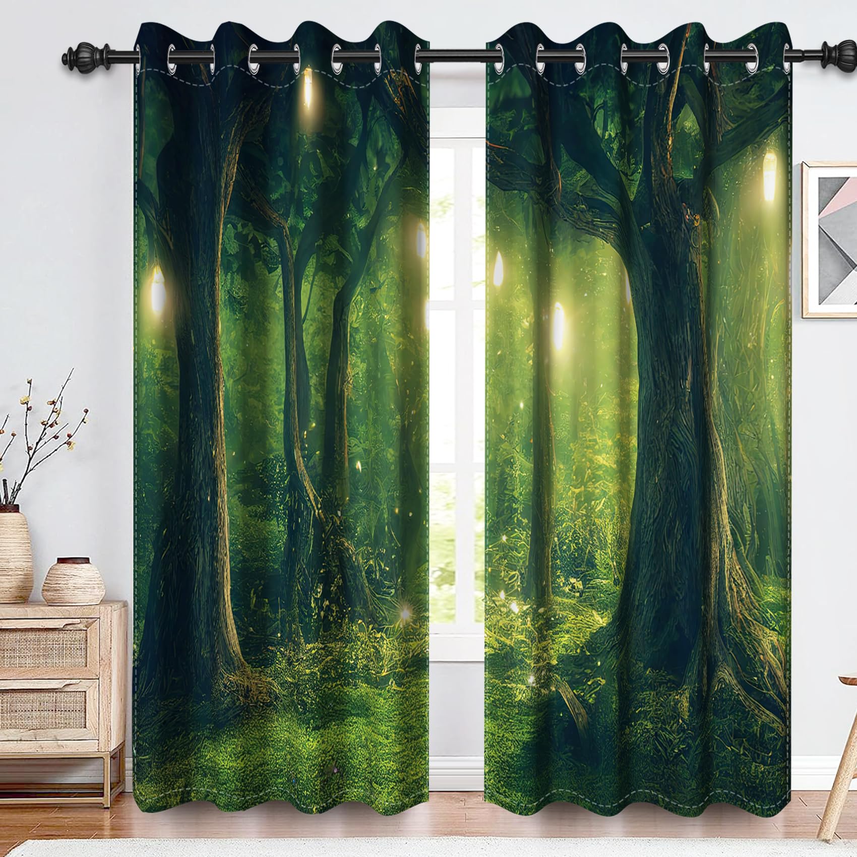 Rideau occultant arbres magiques pour créer une ambiance forêt enchantée dans votre chambre