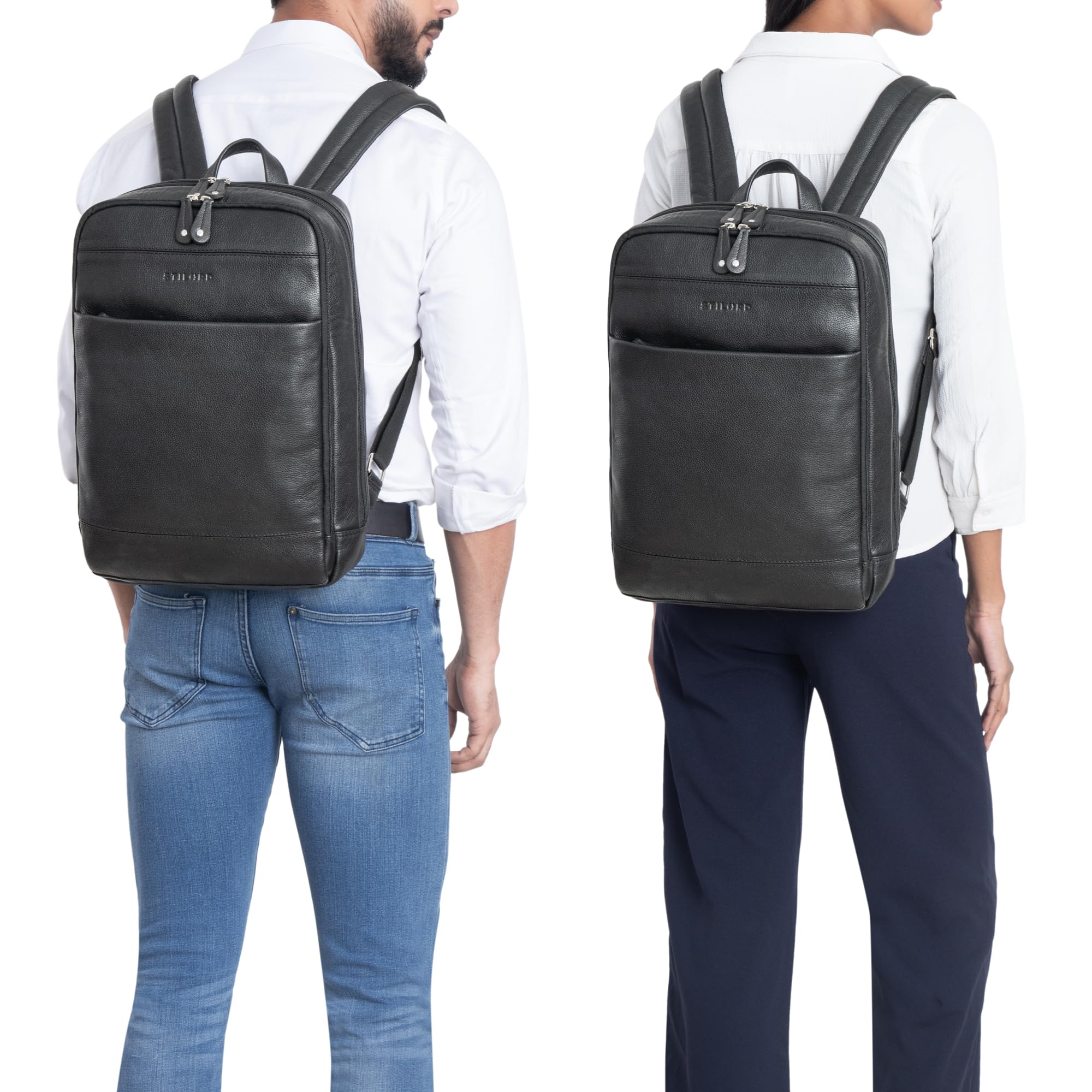 STILORD Leo Sac à Dos à Main avec Ventilation Dorsale Sac à Dos en Cuir pour Ordinateur Portable 15,6 Pouces Sacs à Dos de Jour Couleur:Noir