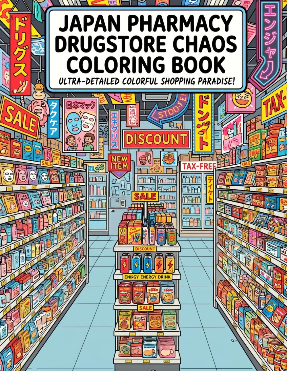 Japan Pharmacy Drugstore Chaos Coloring Book: A Coloring Adventure Through Japan’s Crazy Shopping and Drugstore Culture