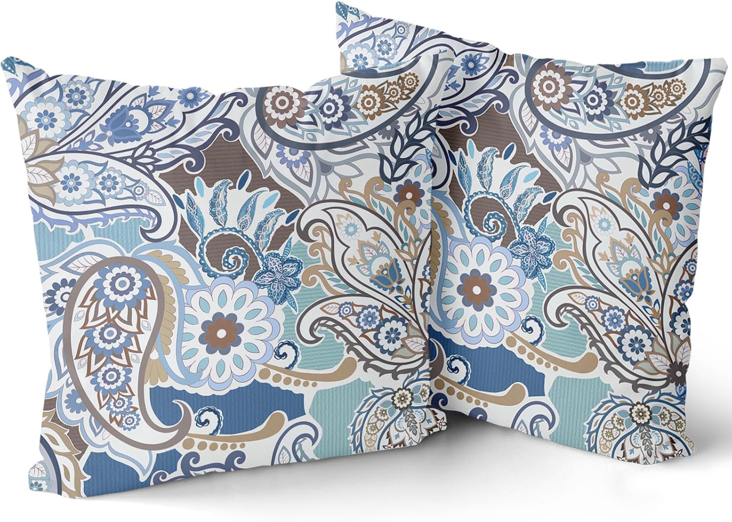 aportt Paisley Pattern Pillow Covers 18X18 Inch Blue Brown