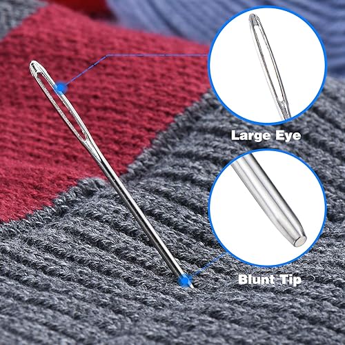 Miniatura 4 de NuLink Agujas romas grandes para coser a mano, 12 agujas de coser para coser agujas de bordar para coser a mano, hilo de tejer, agujas de tejer,