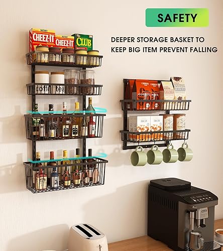 Miniatura 4 de Mefirt Organizador de despensa sobre la puerta, estante de especias de montaje en pared, almacenamiento y organización para colgar en la despensa, 9