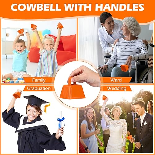 Miniatura 6 de Lukmaa Paquete de 50 cencerros de metal a granel de 3 x 2.4 x 3 pulgadas, campanas de vaca con asa, novedosas marcas de ruido para eventos