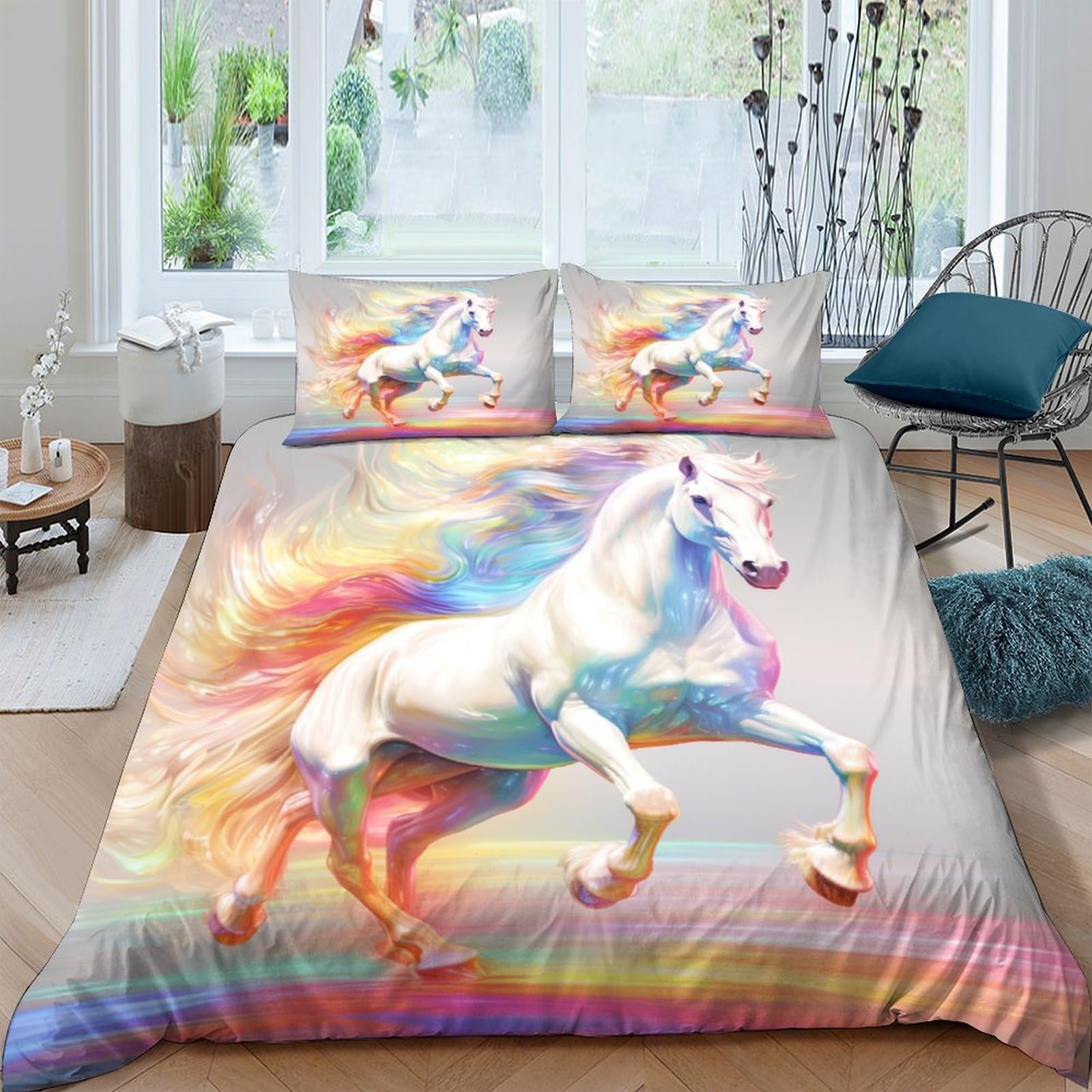 Parure de lit cheval 3D pour une décoration de chambre équestre cocooning