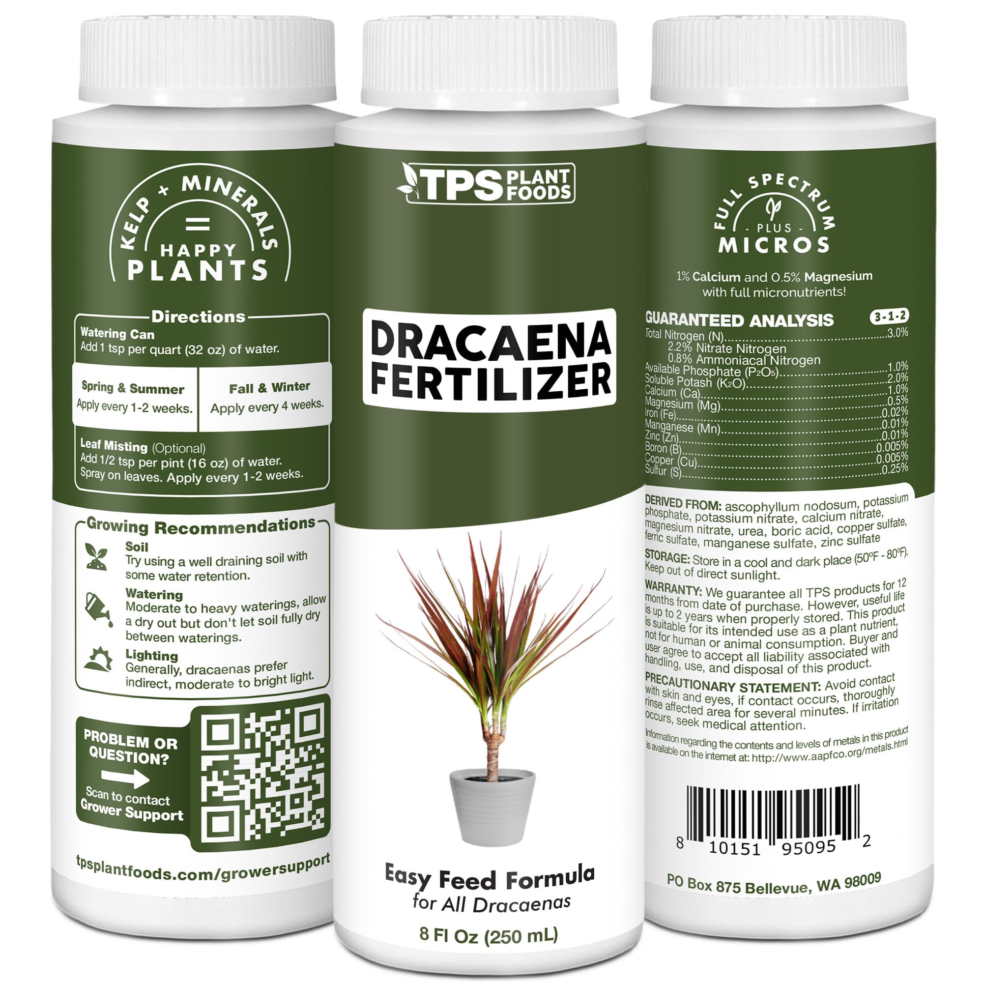 Amazon.com : Dracaena Fertilizer  Liquid Plant Food for Rich Green Leaves  & Strong Cane Growth, 8 oz : Patio, Lawn & Garden