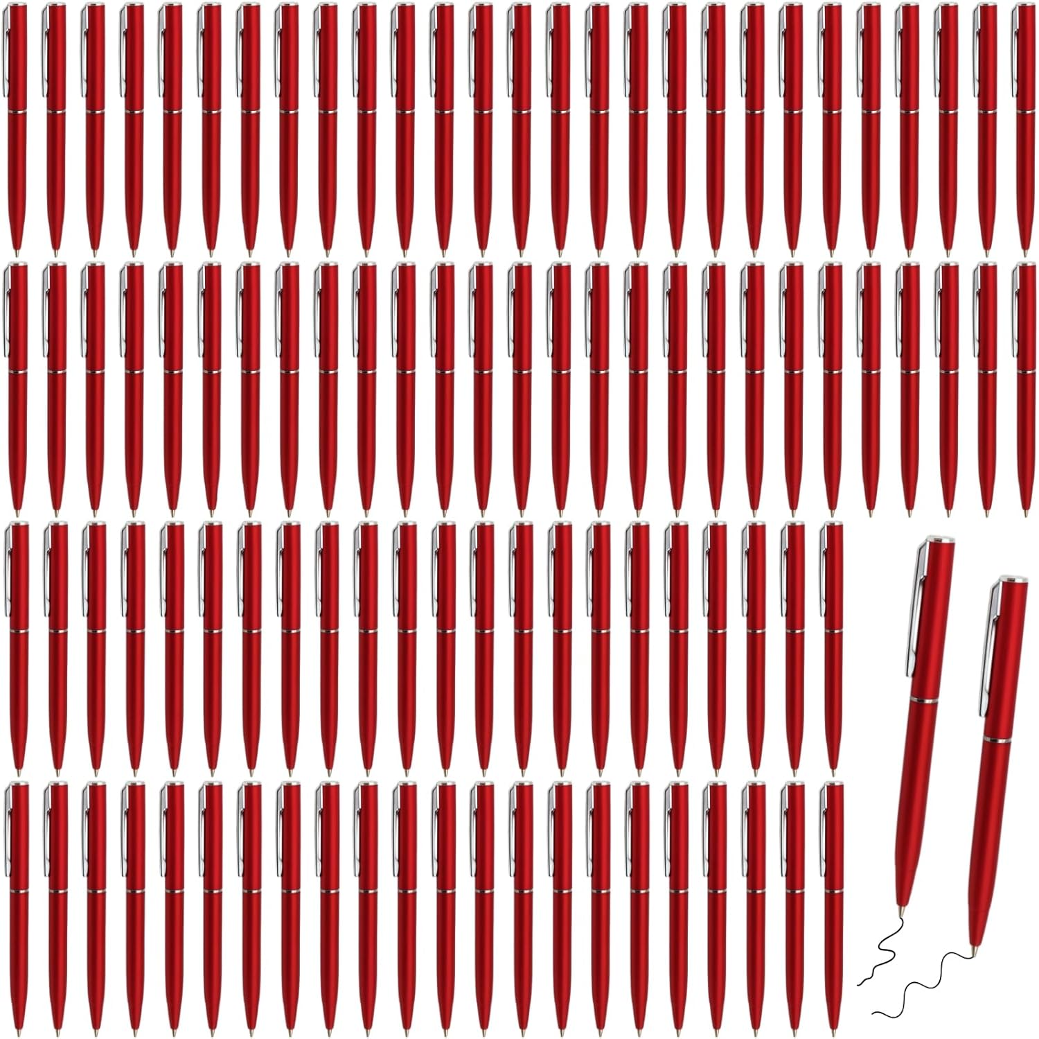 100 Pcs Small Ballpoint Pens, 4 Inch Mini Pens Bulk, for Pocket Notebooks and Notepads, Black Ink (Silver)