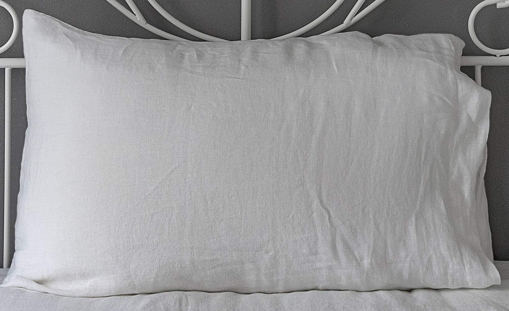 Atlanta - Funda de Almohada 100% Lino clásico, 50 x 75 cm, Color Blanco (Juego de 2)