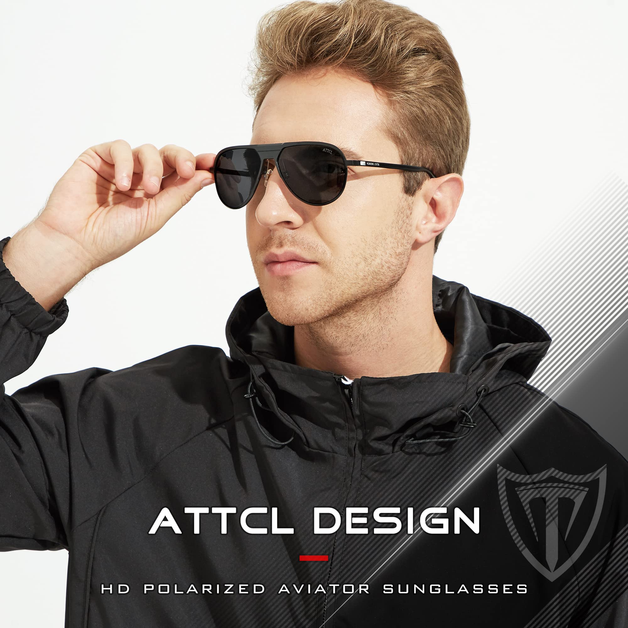 ATTCL Men's Polarized Sunglasses for Men Driving Pilot Glasses UV Protection 8223 Back+grey