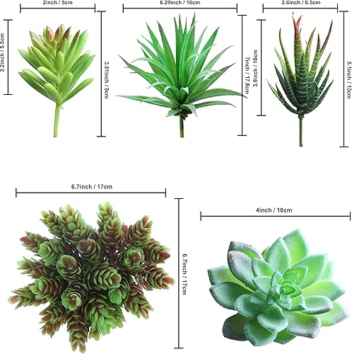 Miniatura 7 de Lasimonne 16 piezas de plantas suculentas artificiales de flocado sin macetas falsas plantas para decoración