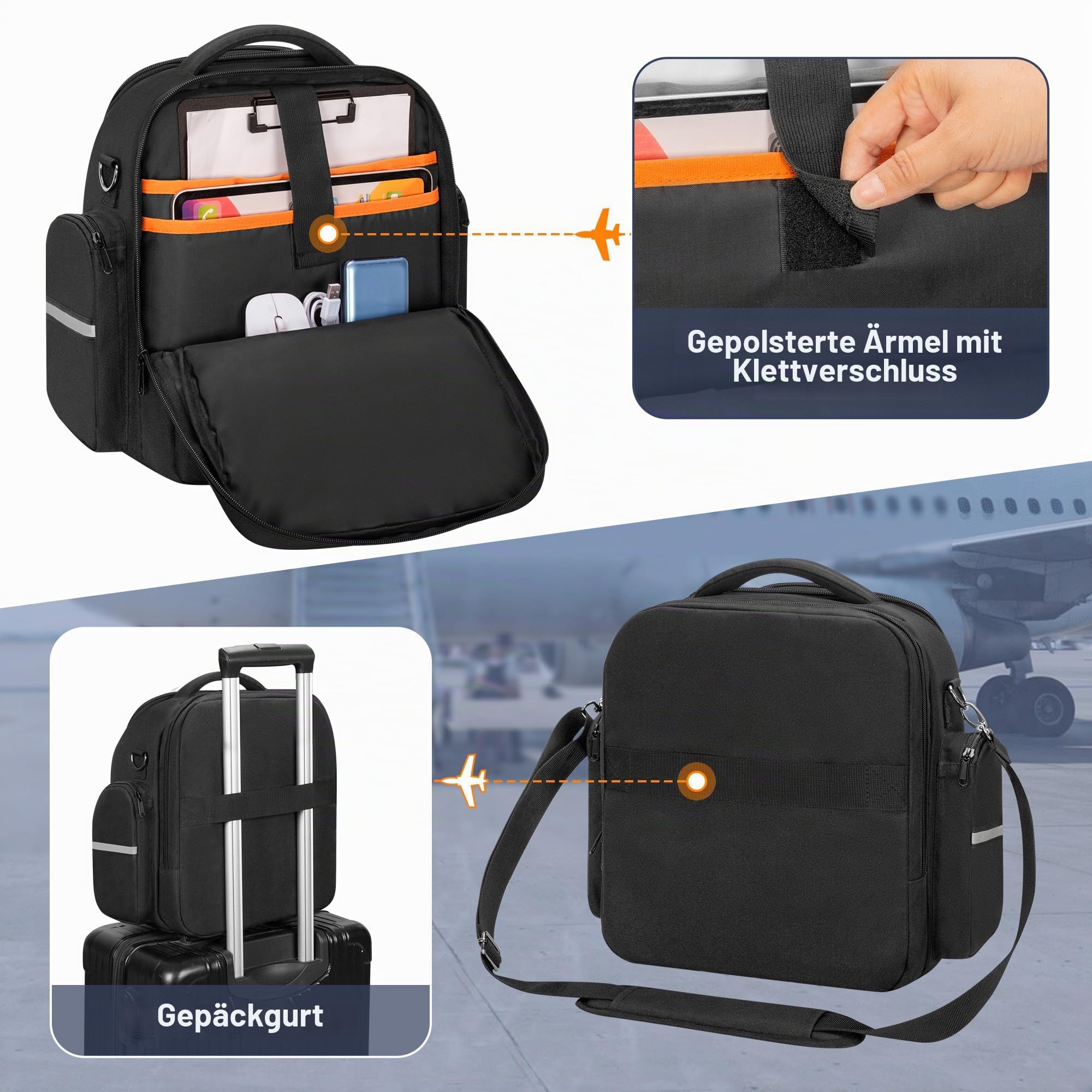 Damero Pilotenkoffer für Kopfhörer, Kopfhörer Tasche für Flieger, Schwarz