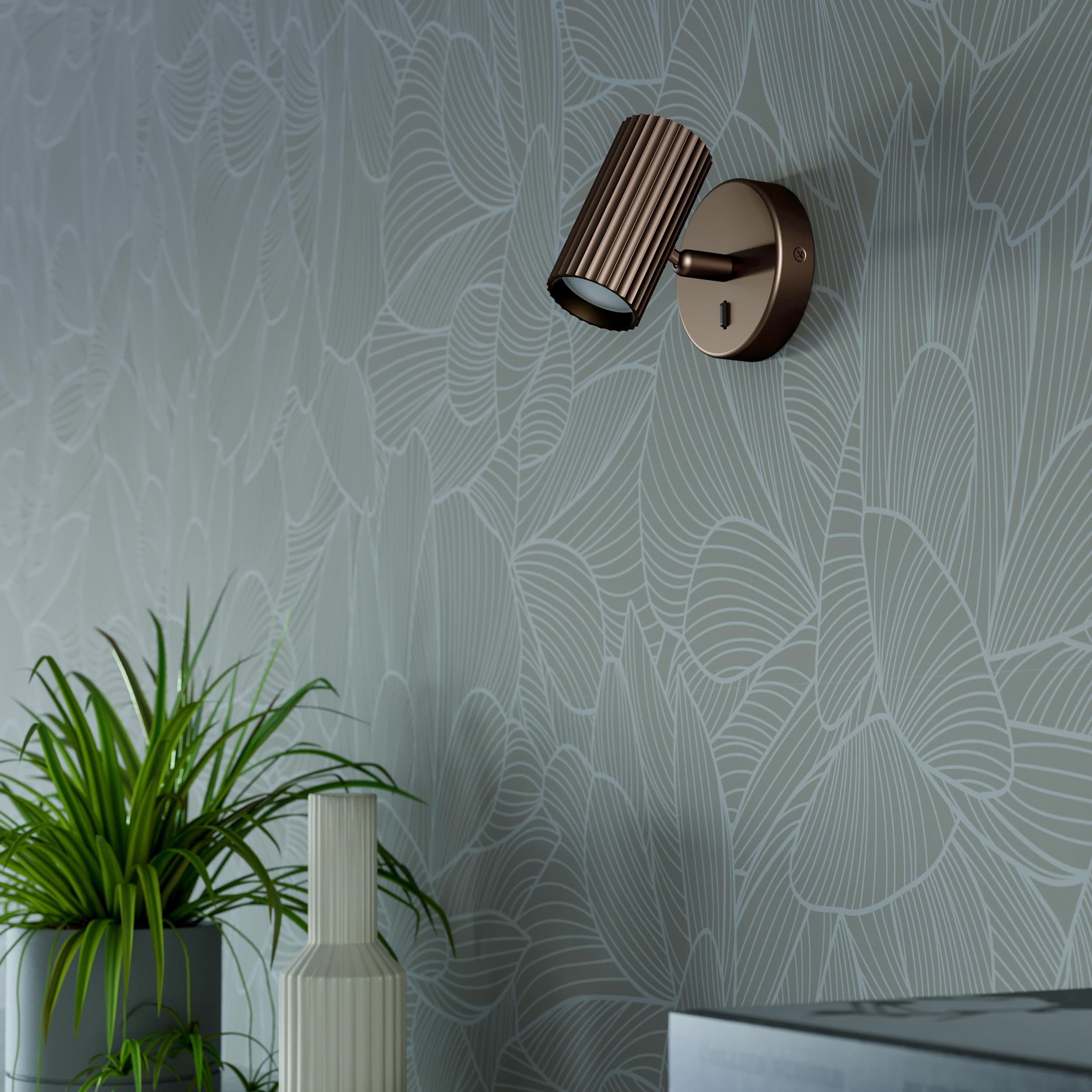 Eglo Applique murale intérieure Portillo, luminaire avec spot orientable, lampe de lecture en métal bronze, douille GU10