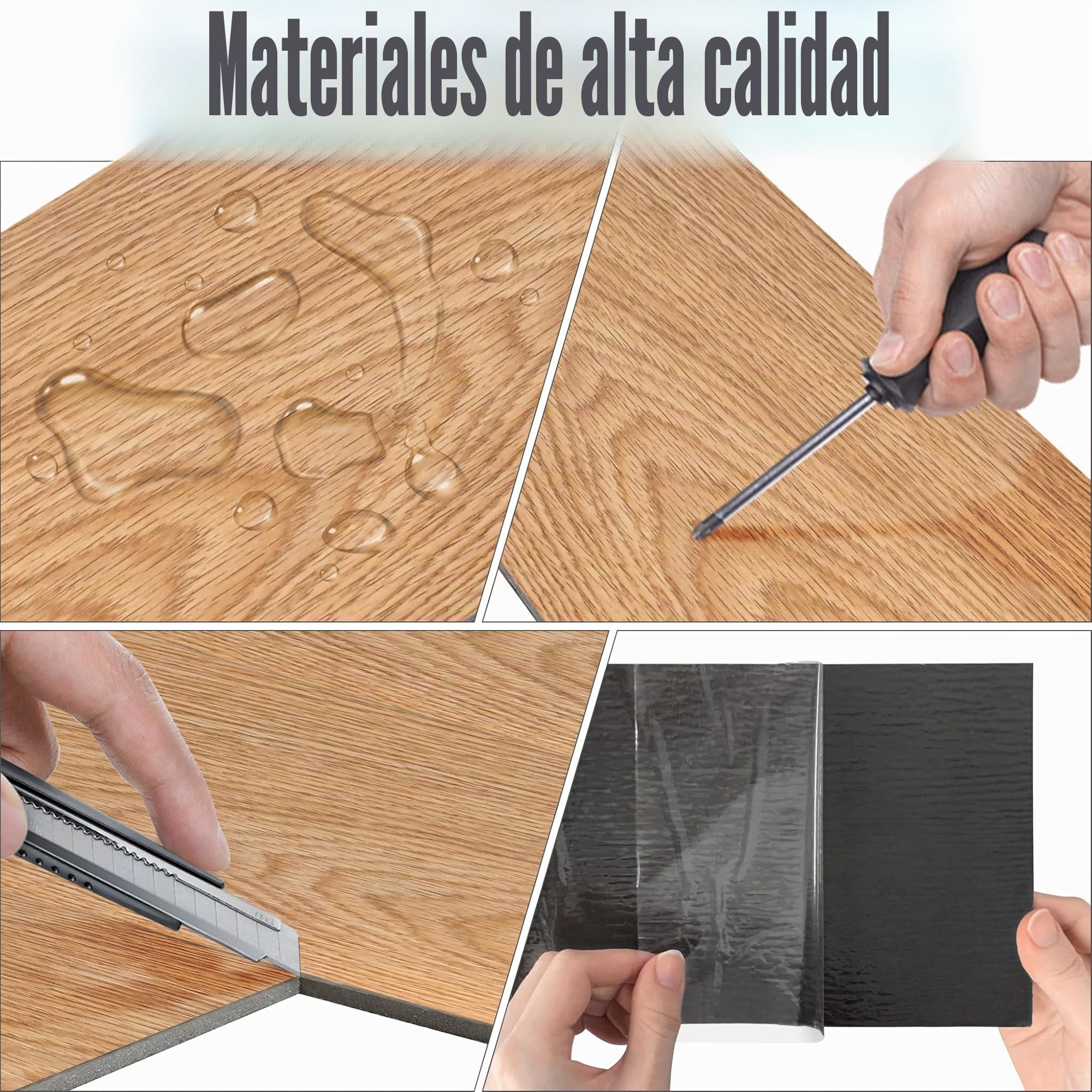 FIVMEN Suelo de PVC para suelo de vinilo, autoadhesivo, 5 ㎡, azulejos adhesivos, aspecto de madera, baldosas de vinilo, suelo de venilo, clic para cocina, baño y salón, 36 unidades, W02