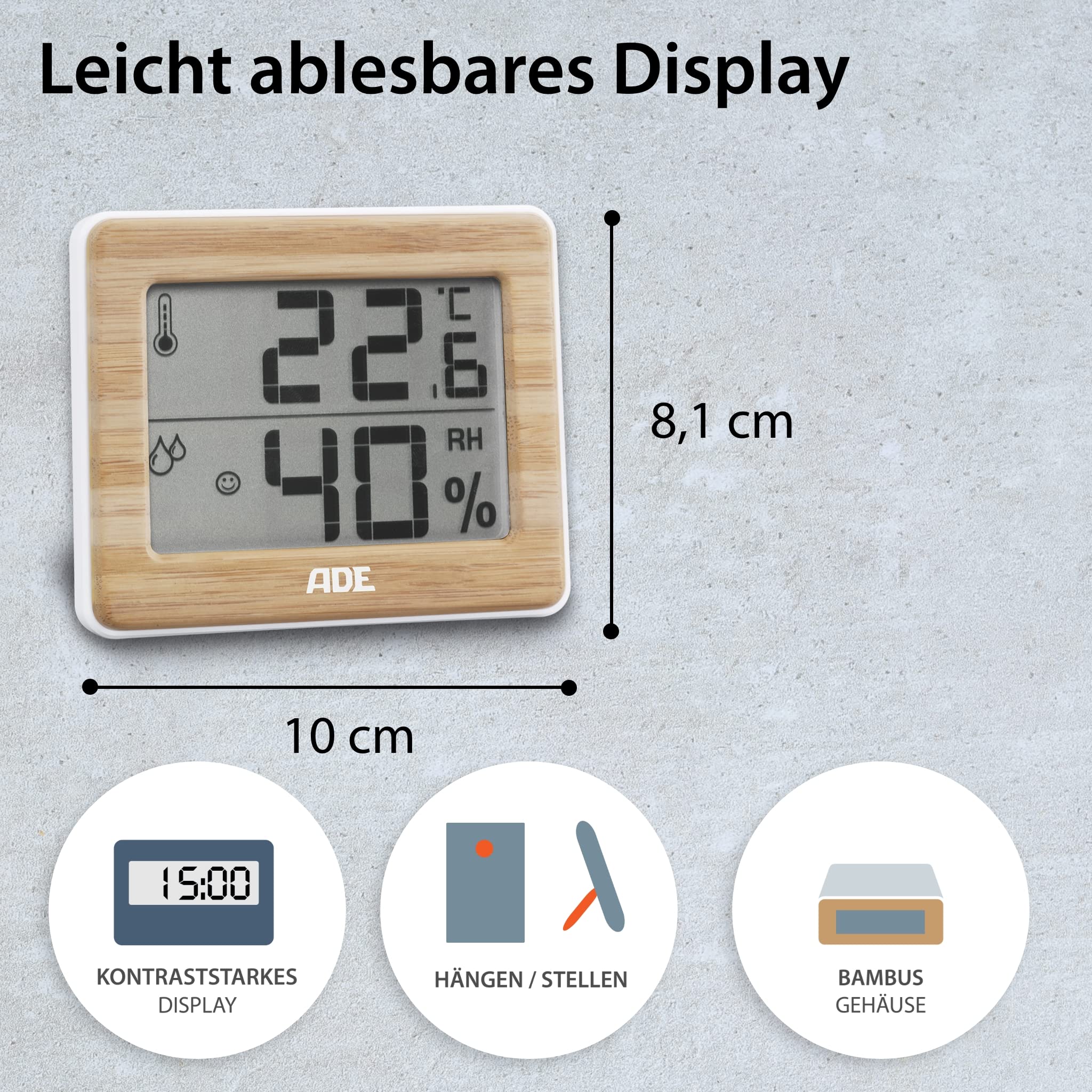 ADE Digitaal weerstation radio met buitensensor | thermometer voor binnen- en buitentemperatuur | trendweergave | radiogestuurde klok en kalender met weekdag | incl. batterijen | zwart