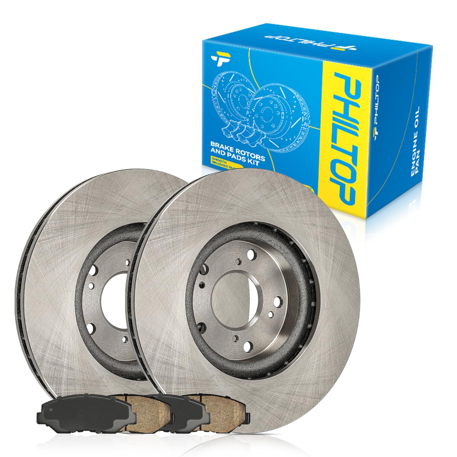 PHILTOP 31381+D914 Front Disc Brake Rotor and Ceramic Brake Pad Set Kit For CR-V 2005-2006, Civic 2012-2015, ILX 2013-2015 2.4L, brake pads and rotors