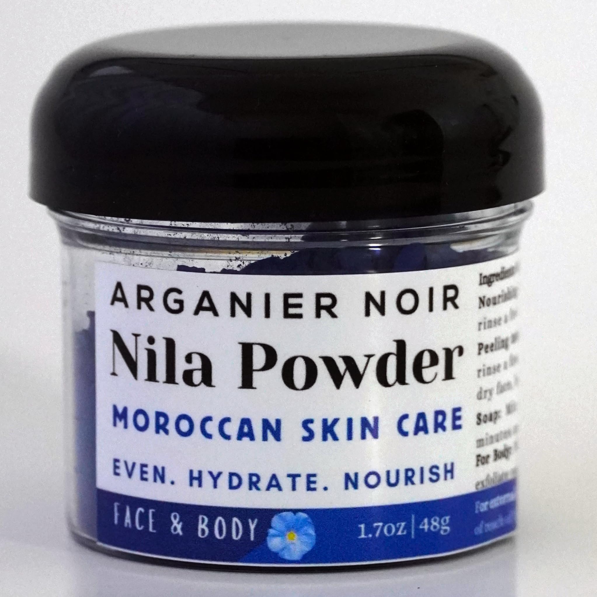 Moroccan Nila Powder Pure Blue Nila 48g. Authentic Indigo Powder from Morocco for Face and Body.